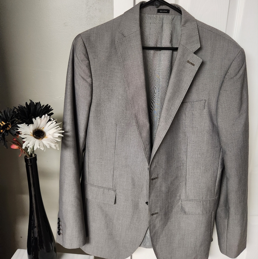 Mens Gray/Silver JF J.Ferrar Suit Jacket Blazer